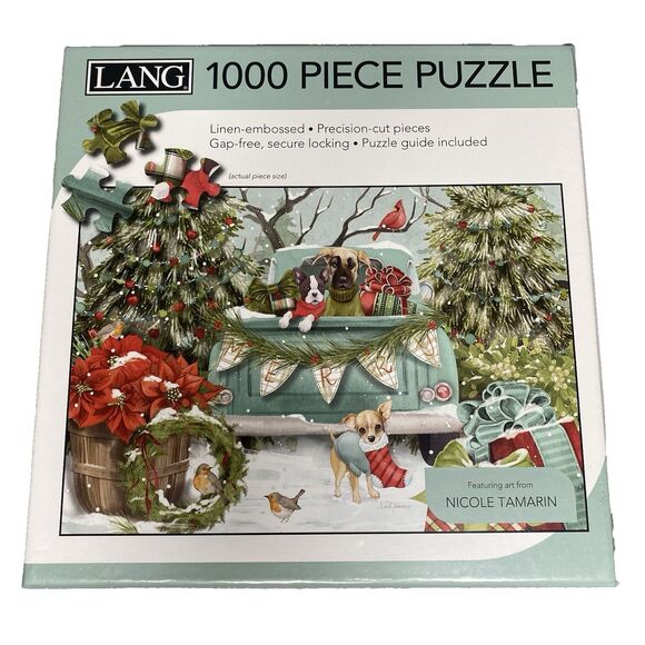 Lang Merry Dogs Christmas Jigsaw Puzzle 1000 Pieces 29"x20" NEW SEALED - Picture 1 of 2